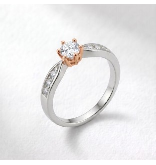 Anillo de compromiso 6 garras en oro 18kts y diamante natural  77R/BR24
