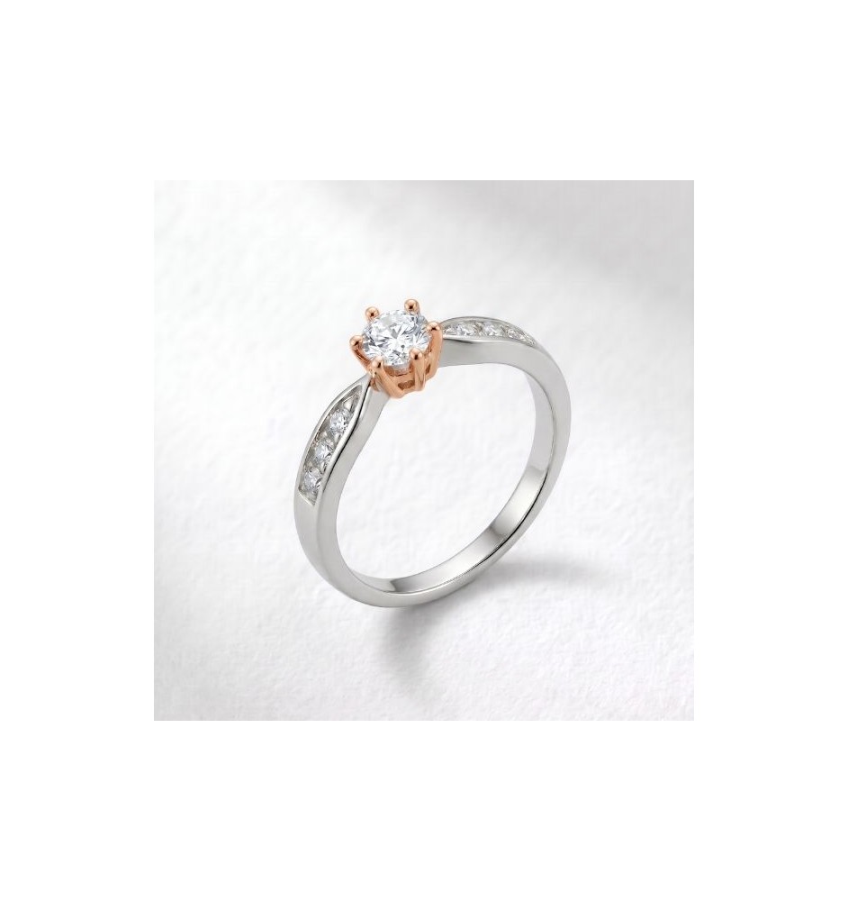 Anillo de compromiso 6 garras en oro 18kts y diamante natural  77R/BR24