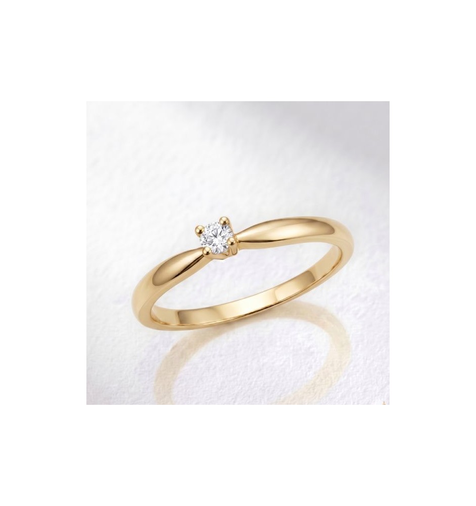 Anillo de compromiso 4 garras en oro 18kts y diamante natural