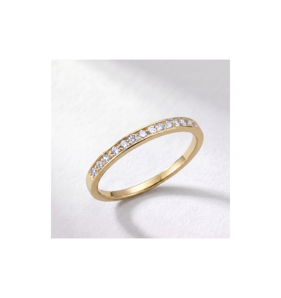 Anillo media alianza en oro 18kts y diamantes naturales 2336