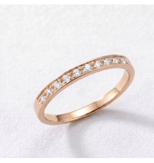 Anillo media alianza en oro 18kts y diamantes naturales 2337