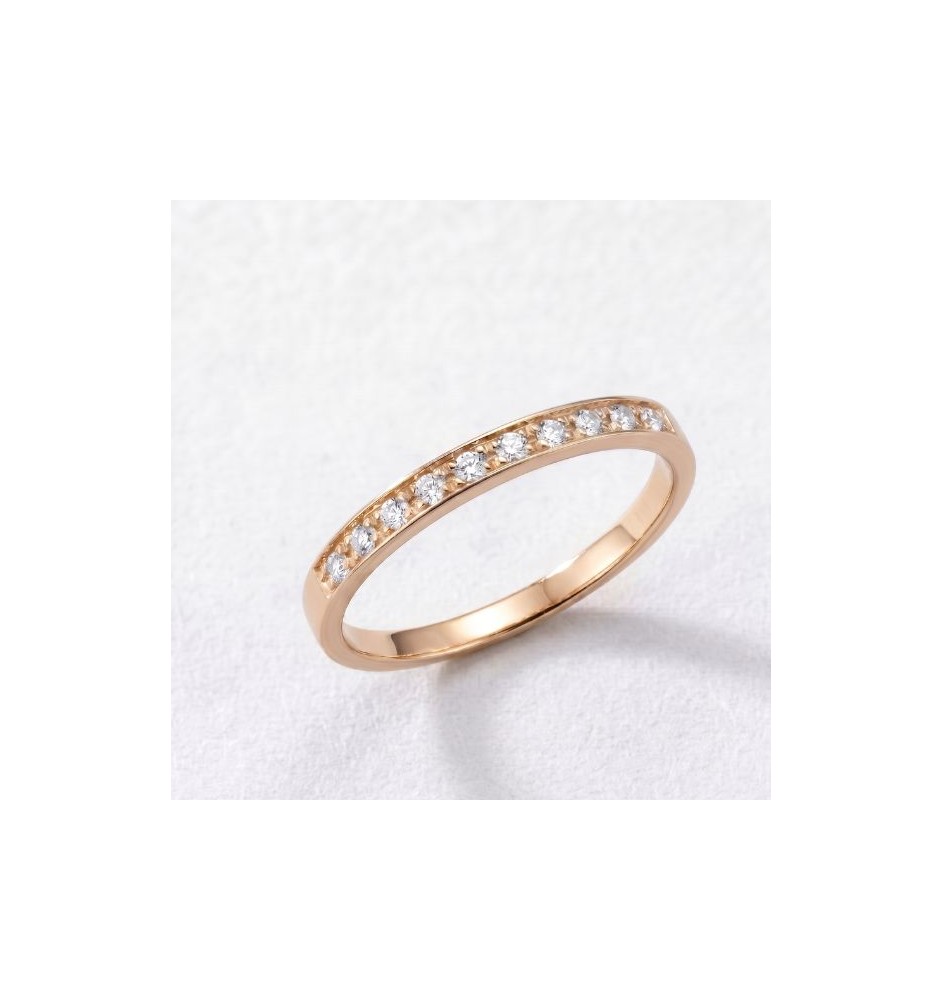 Anillo media alianza en oro 18kts y diamantes naturales 2337