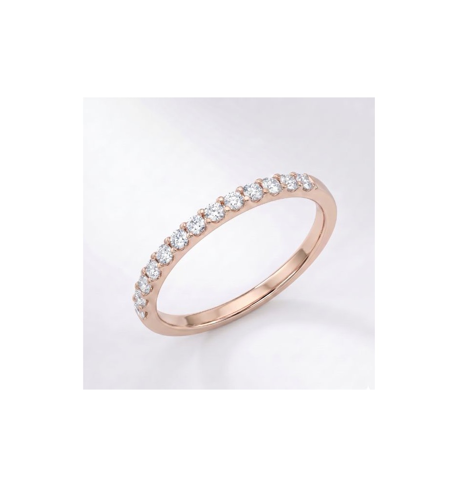 Anillo media alianza en oro 18kts y diamantes naturales 2331