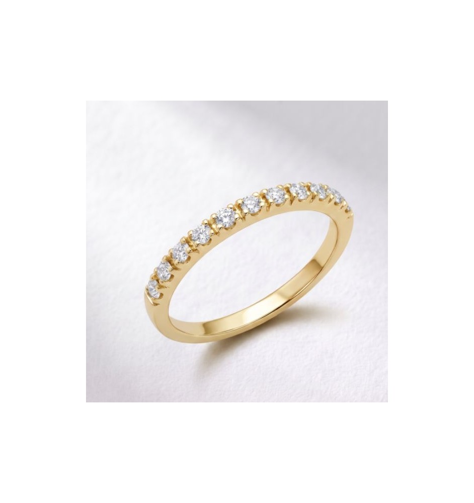 Anillo media alianza en oro 18kts y diamantes naturales 2332