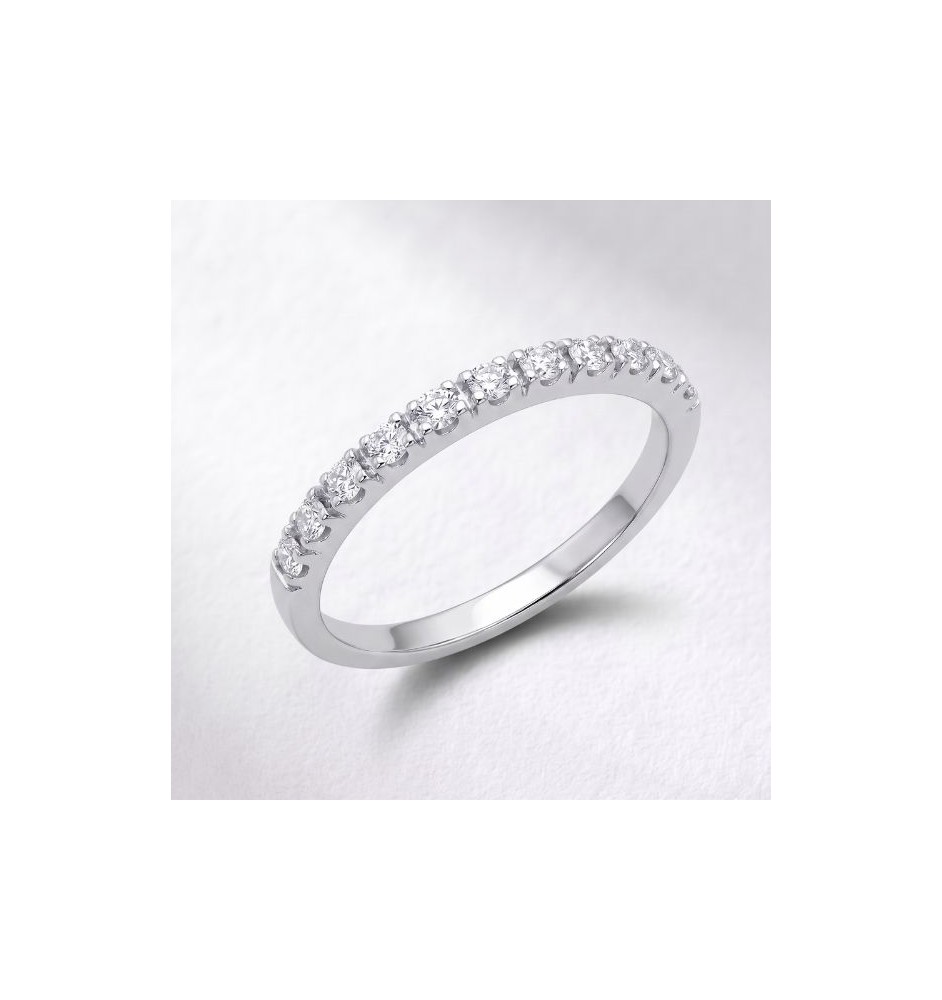 Anillo media alianza en oro 18kts y diamantes naturales 2332