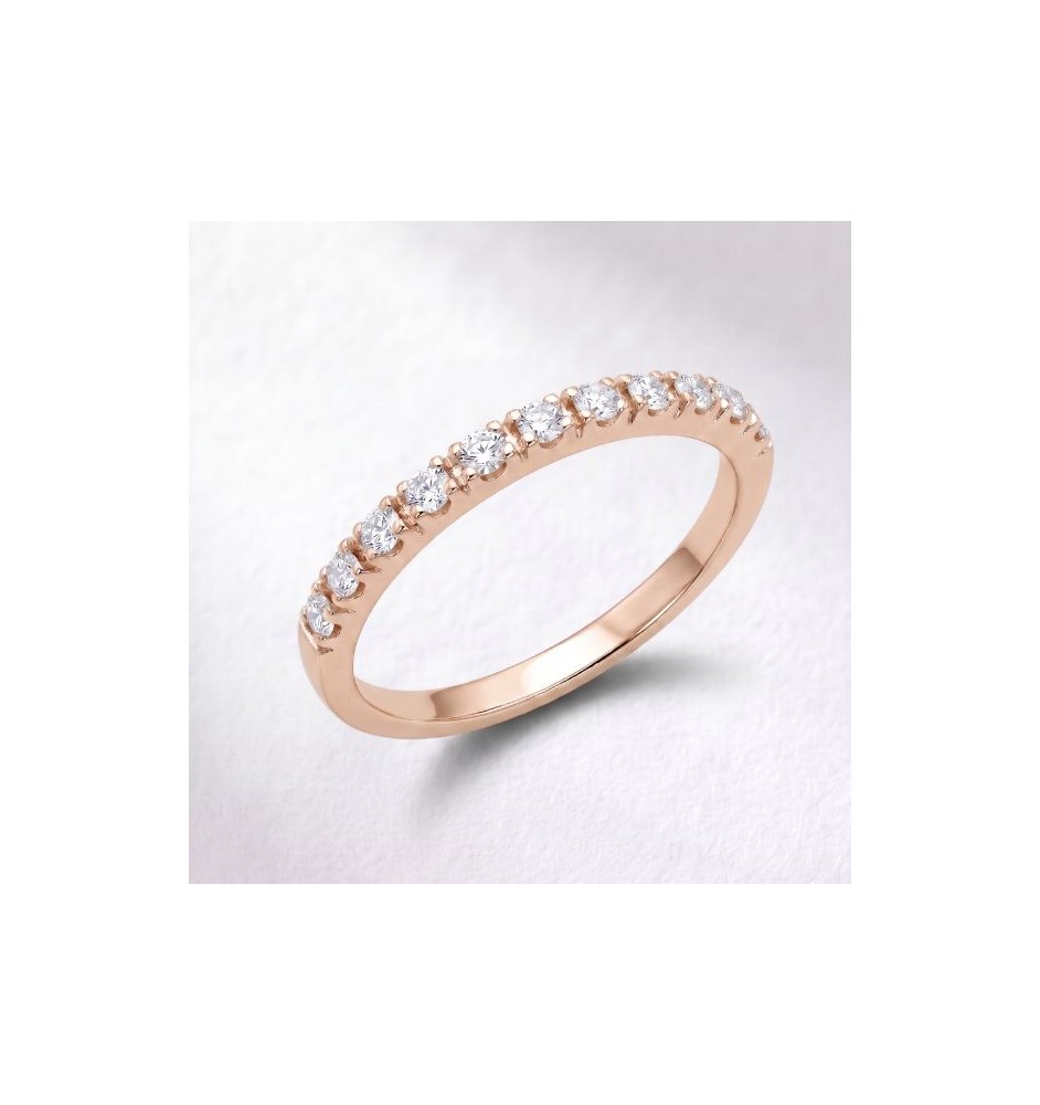 Anillo media alianza en oro 18kts y diamantes naturales 2332
