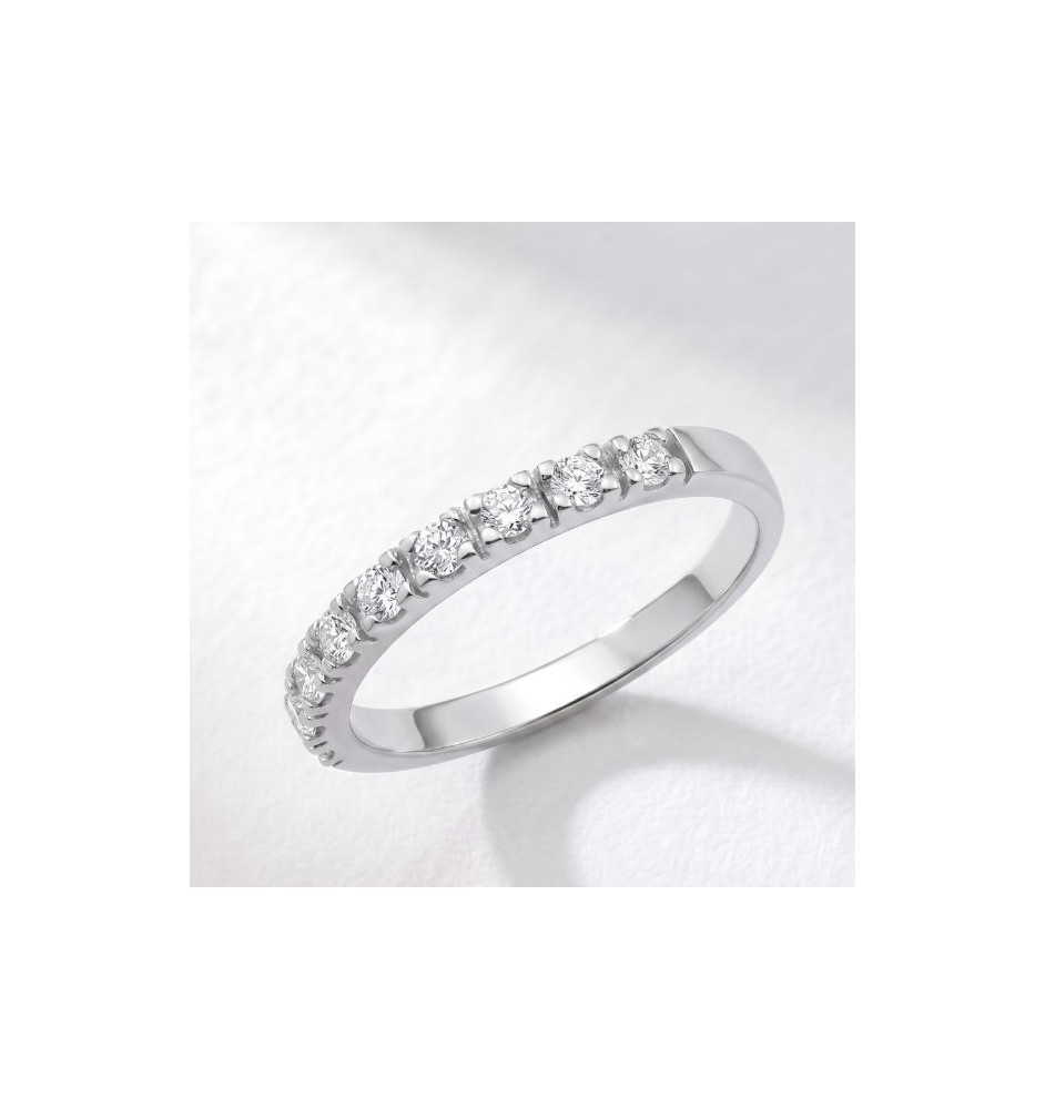 Anillo media alianza en oro 18kts y diamantes naturales 2333