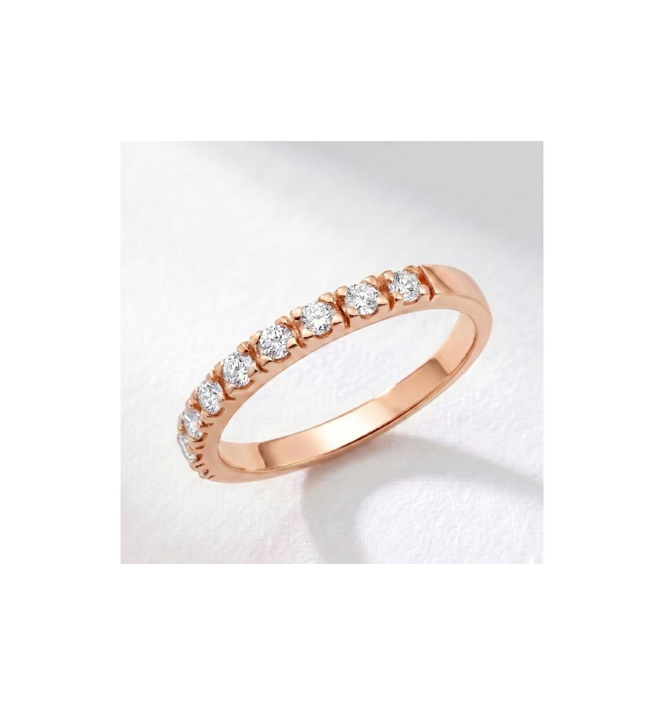 Anillo media alianza en oro 18kts y diamantes naturales 2333
