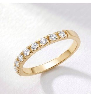 Anillo media alianza en oro 18kts y diamantes naturales 2333