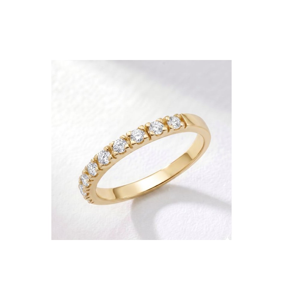 Anillo media alianza en oro 18kts y diamantes naturales 2333