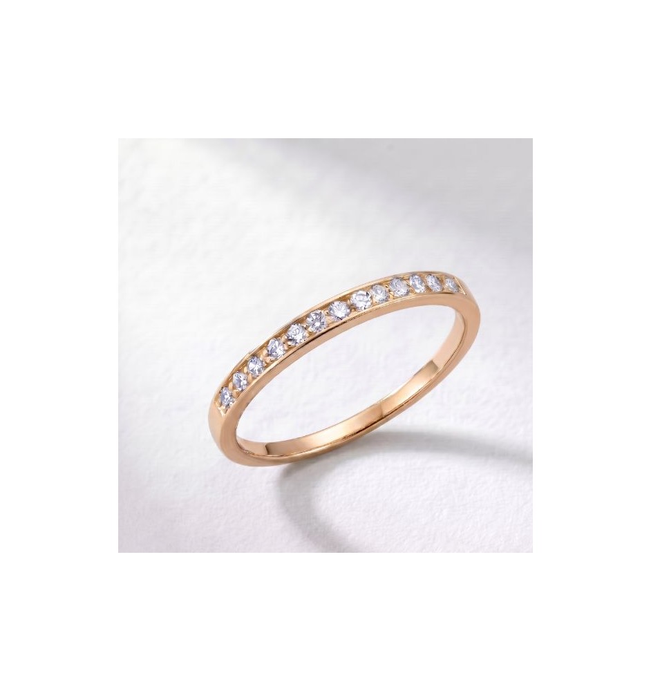 Anillo media alianza en oro 18kts y diamantes naturales 2336
