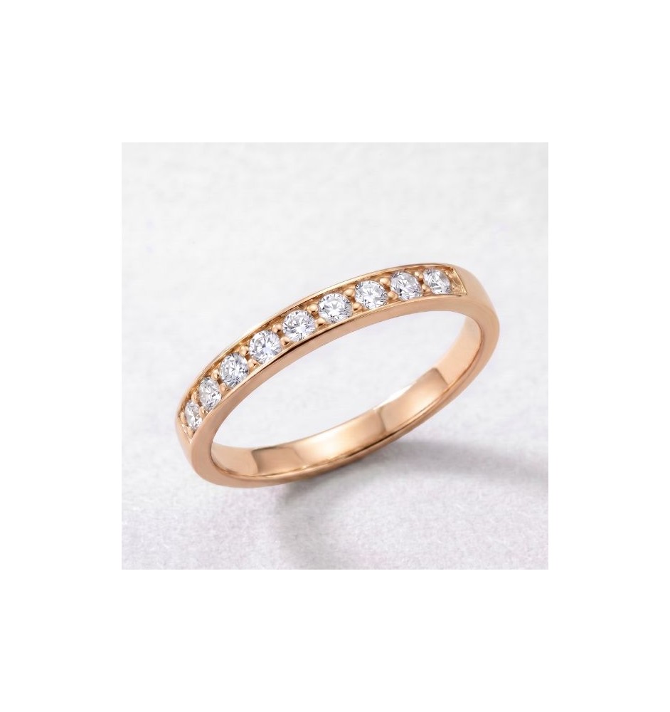 Anillo media alianza en oro 18kts y diamantes naturales 2338
