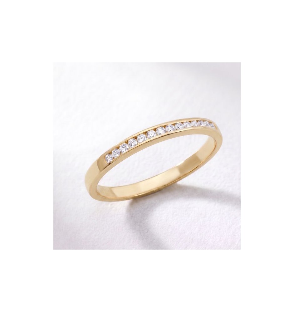 Anillo media alianza en oro 18kts y diamantes naturales 2345