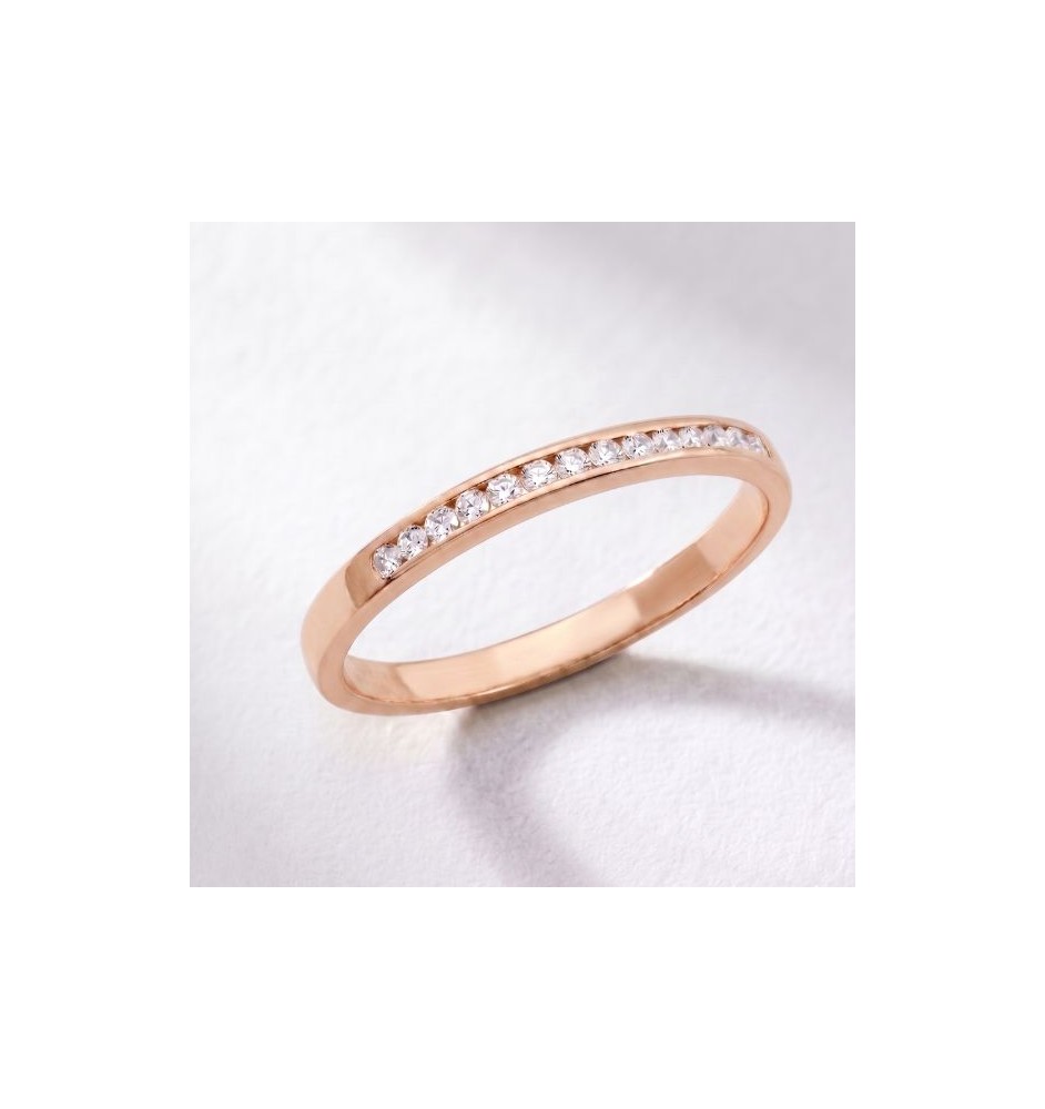 Anillo media alianza en oro 18kts y diamantes naturales 2345