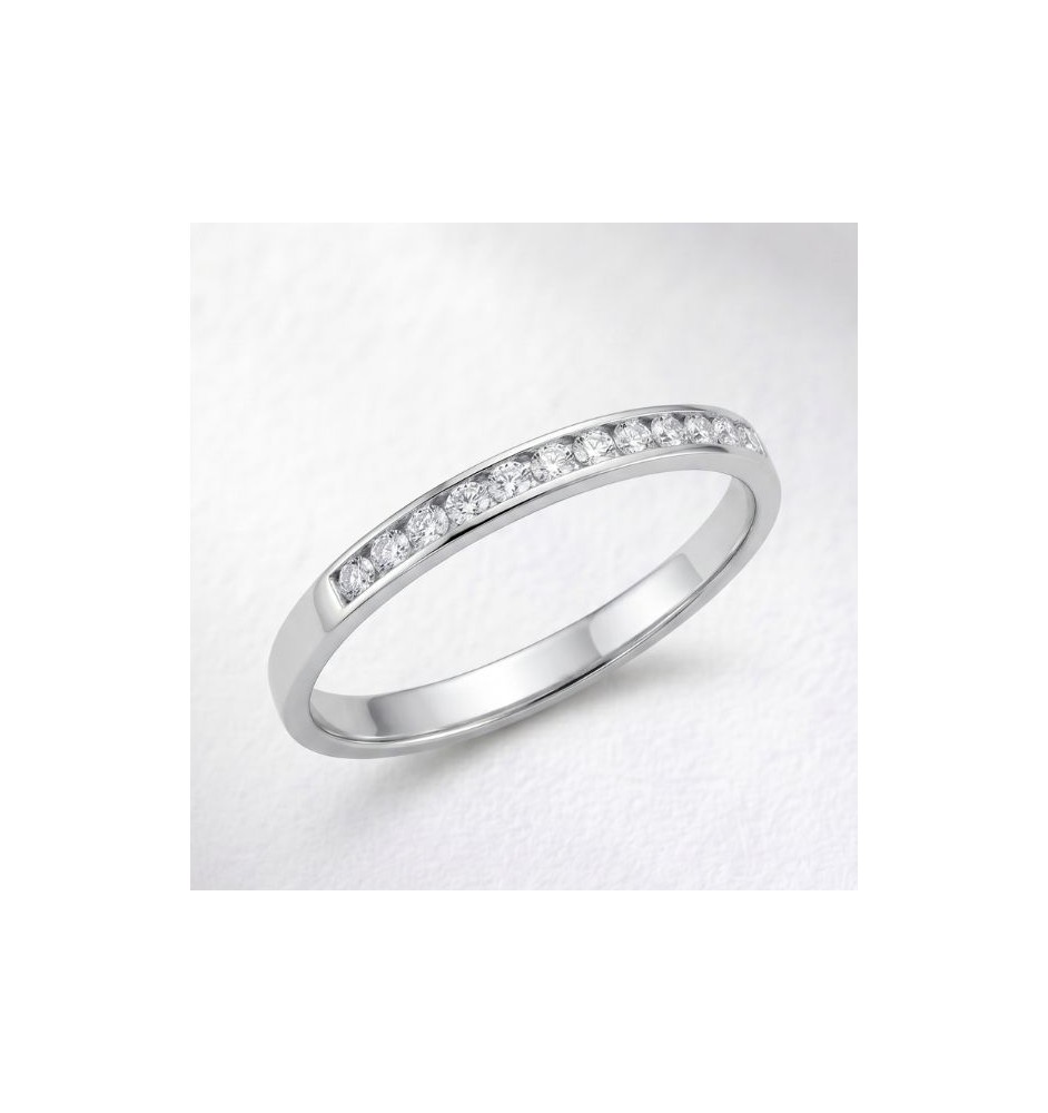 Anillo media alianza en oro 18kts y diamantes naturales 2346