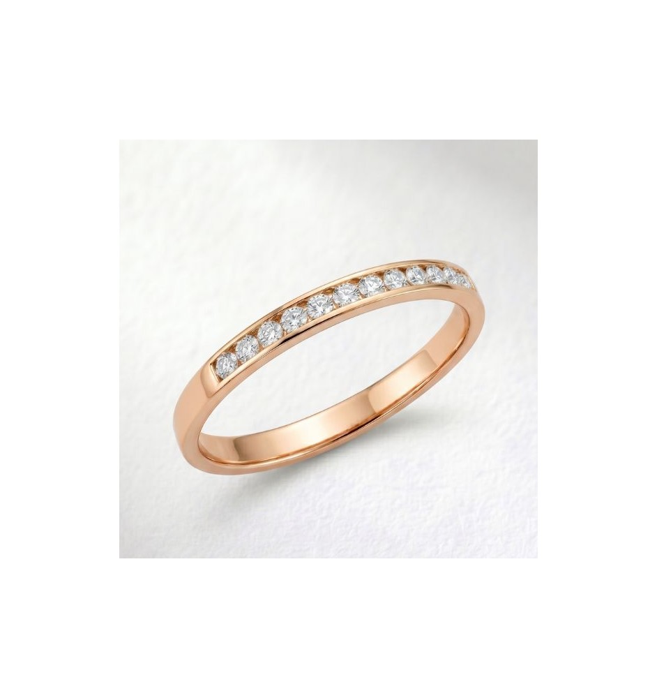 Anillo media alianza en oro 18kts y diamantes naturales 2346