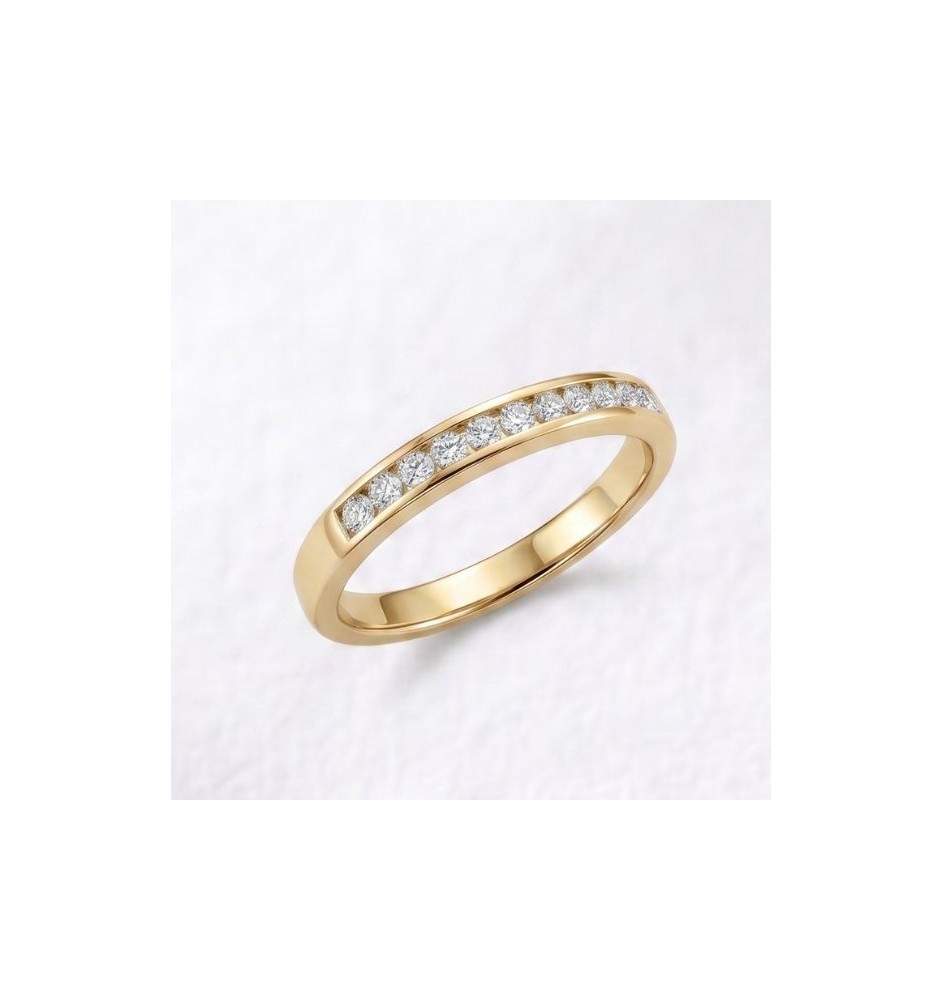 Anillo media alianza en oro 18kts y diamantes naturales 2347