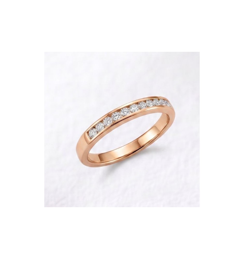 Anillo media alianza en oro 18kts y diamantes naturales 2347