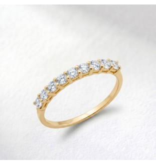 Anillo media alianza en oro 18kts y diamantes naturales 9531