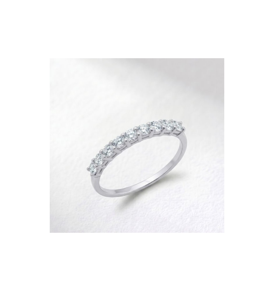 Anillo media alianza en oro 18kts y diamantes naturales 9531