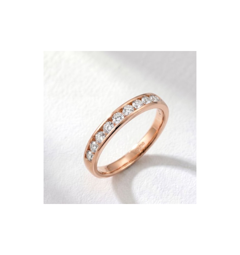 Anillo media alianza en oro 18kts y diamantes naturales 805/05