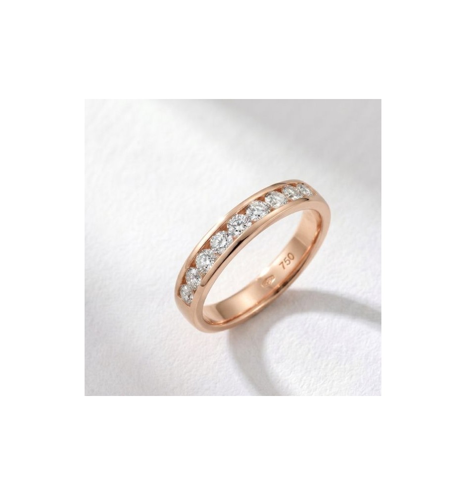 Anillo media alianza en oro 18kts y diamantes naturales 806/07