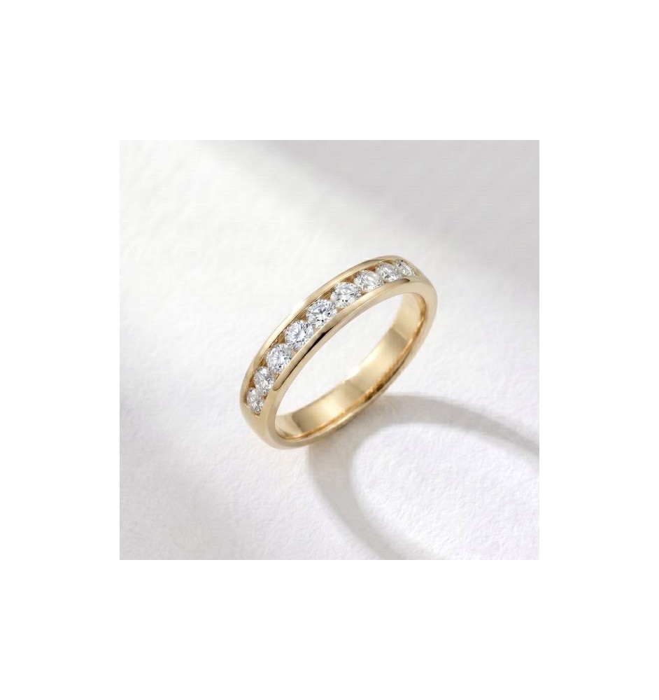 Anillo media alianza en oro 18kts y diamantes naturales 806/07