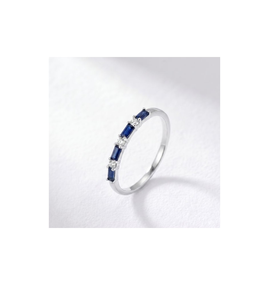 Anillo oro blanco 18kts zafiro azul y brillantes Z58617ZA