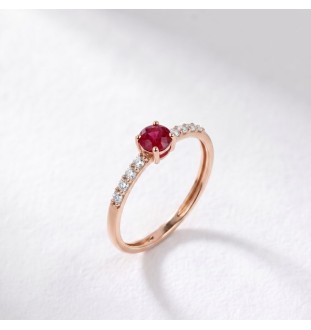 Anillo oro rosa 18kts rubí...