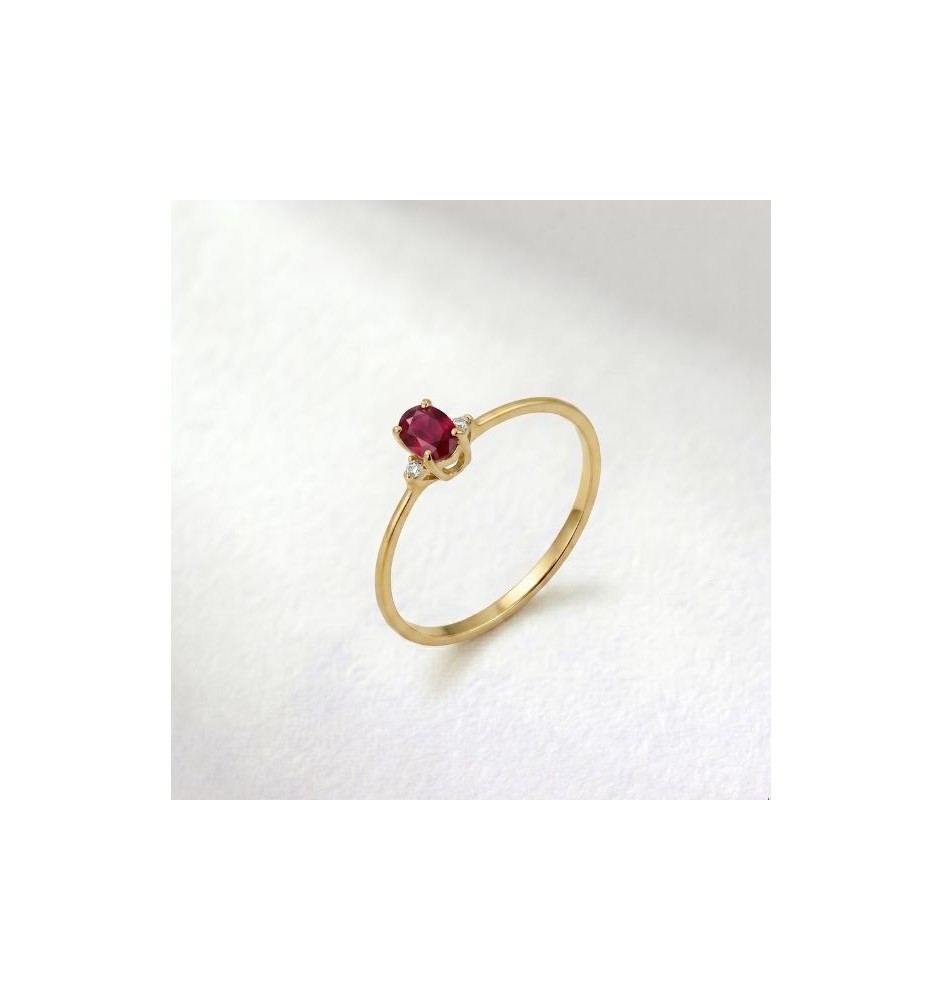 Anillo oro 18kts rubí y brillantes A61440RU