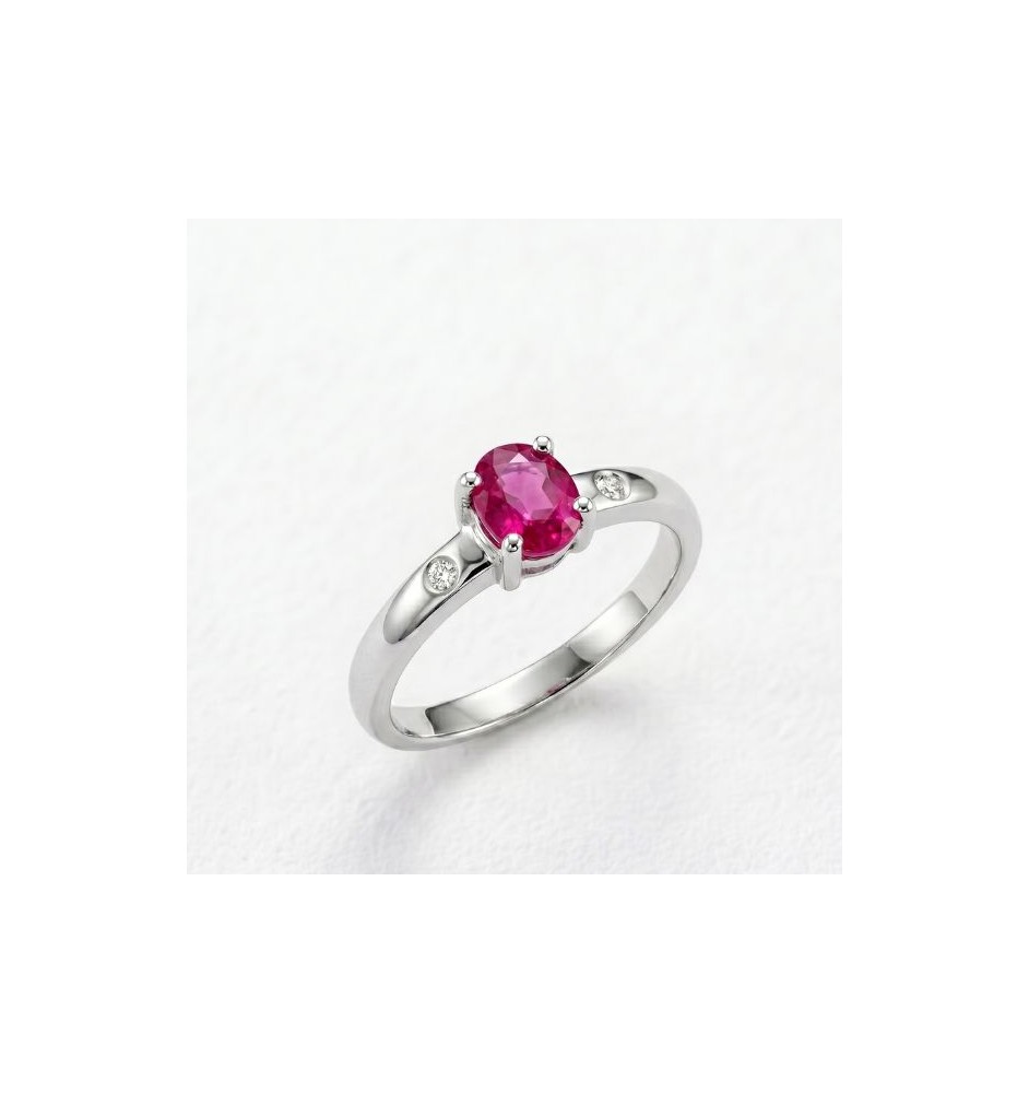 Anillo oro blanco 18kts con diamante y rubí 2279/RU