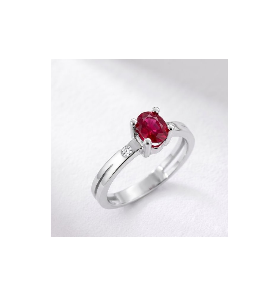 Anell or blanc 18kts amb diamant i robí 9270/RU