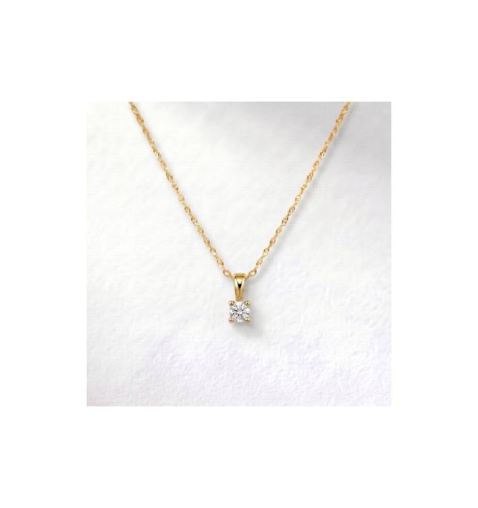 Colgante solitario oro 18 kts con diamante 0.07cts