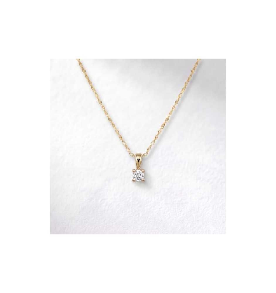 Colgante solitario oro 18 kts con diamante 0.10cts