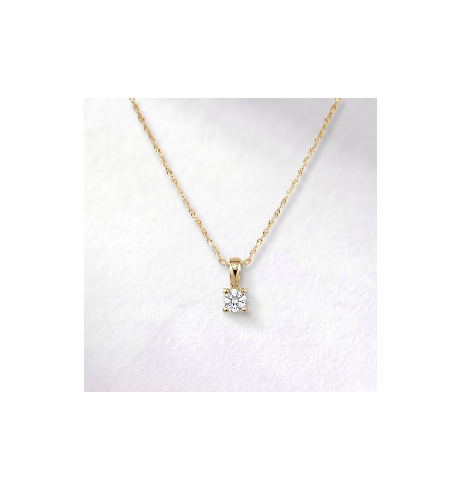 Colgante solitario oro 18 kts con diamante 0.18cts