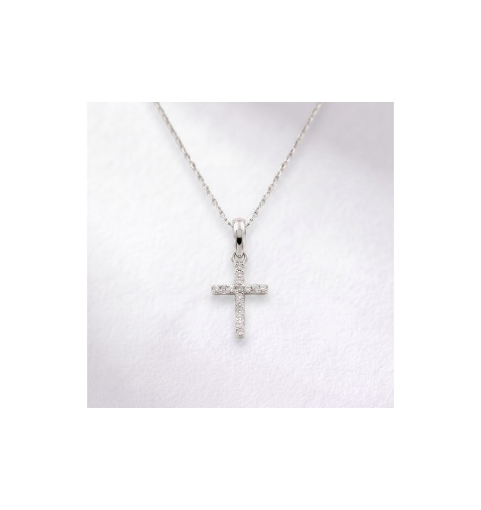 Cruz oro blanco 18 kts con diamantes SP5800BB