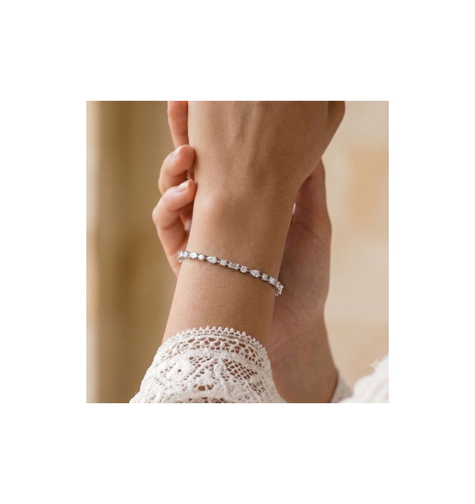 Pulsera plata ley con circonitas 20484PU