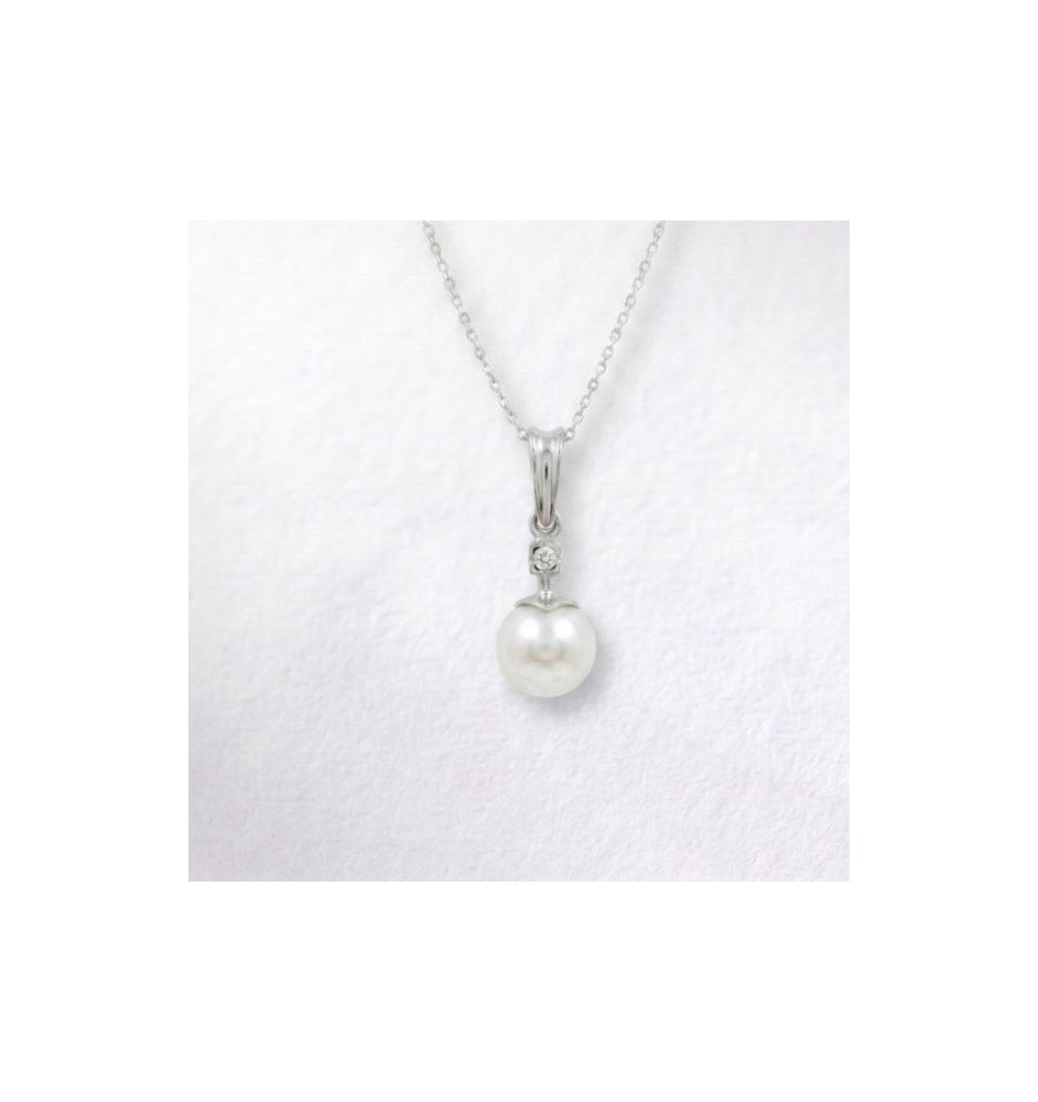Penjoll or blanc 18kts amb perla i diamant 0.015 cts 2247/OB