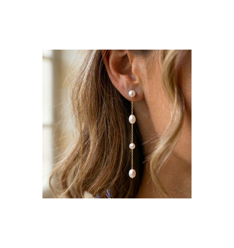 Arracades plata de llei daurats amb perla 5693CH