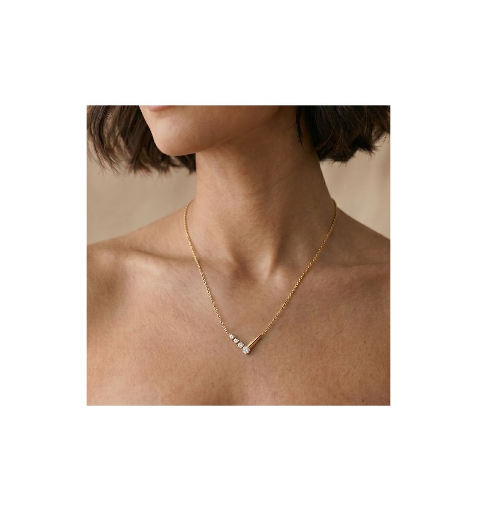 Collar plata de ley dorado con circonitas 5571CH