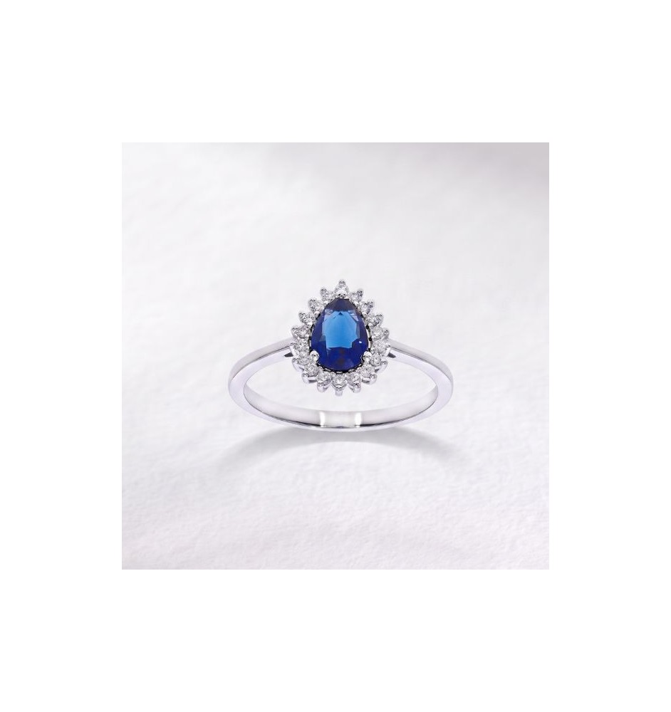 Anillo de compromiso oro, zafiro y diamantes 106510ZB