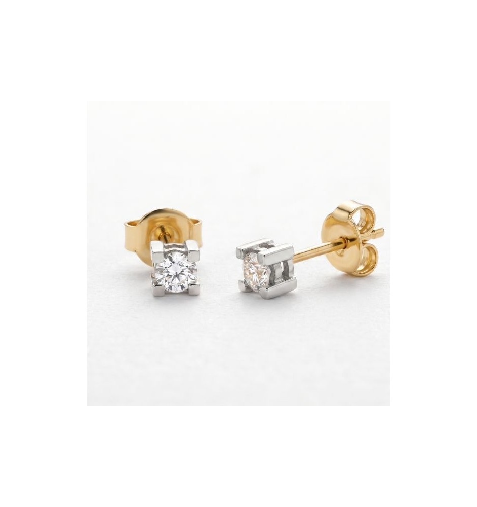 Pendientes solitario 4 garras en oro 18kts y diamante natural 391M13