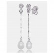 Pendientes plata perla circonita Camaleoni wpp017